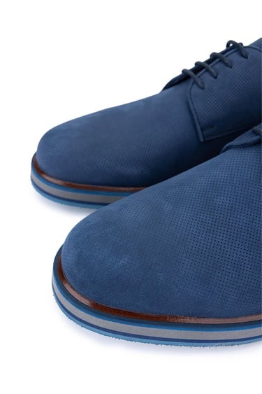  Tamer Tanca Erkek Hakiki Deri Lacivert Nubuk Casual Ayakkabı
