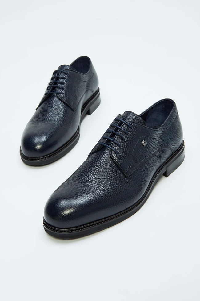  Tamer Tanca Erkek Hakiki Deri Lacivert Casual Ayakkabı