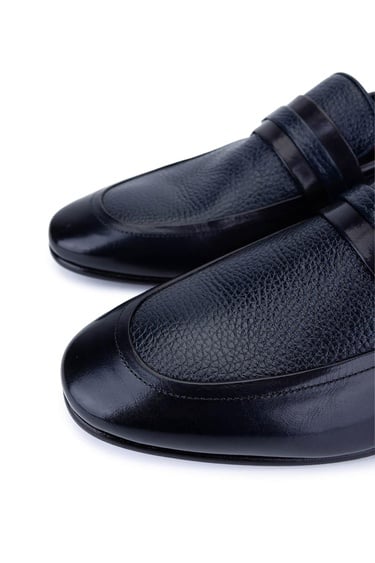  Tamer Tanca Erkek Hakiki Deri Lacivert Makosen Ayakkabı