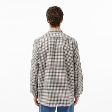  Erkek Regular Fit Düğmeli Yaka Kareli Kahverengi Gömlek