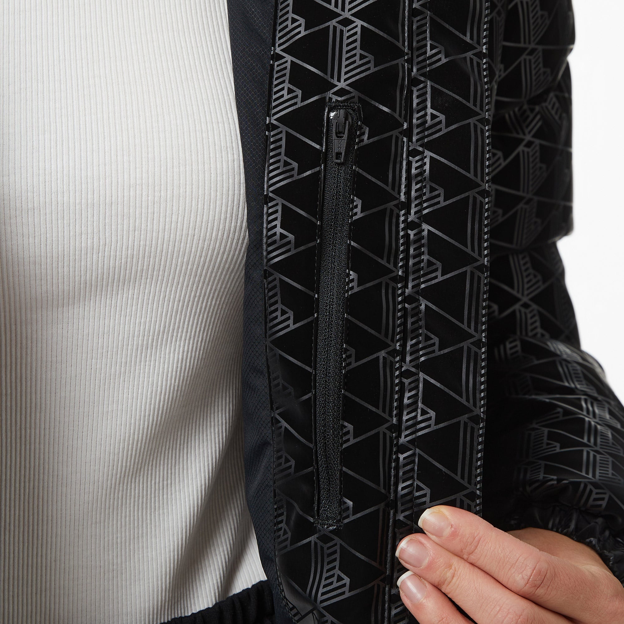 Kadın Kapüşonlu Monogram Siyah Mont