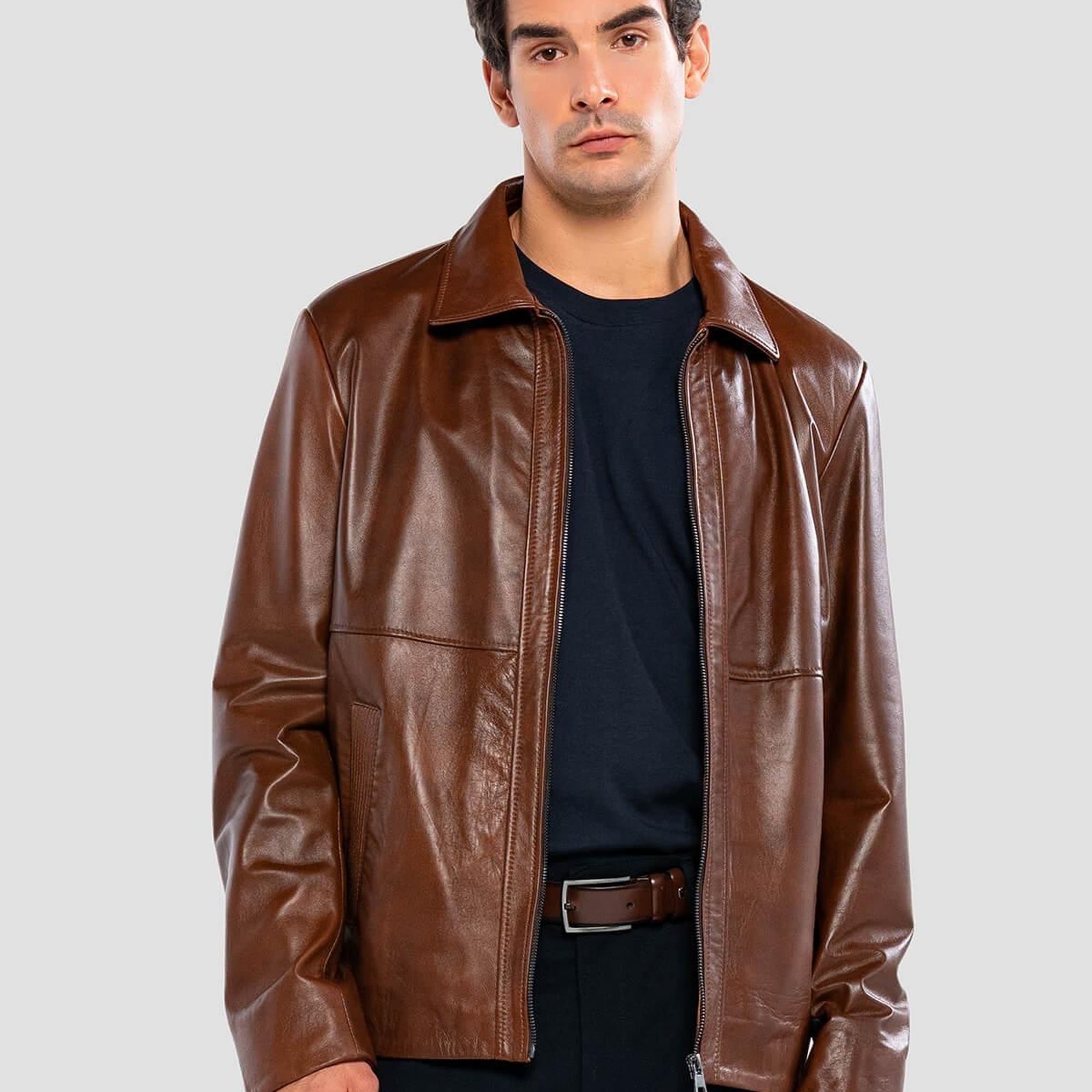 Tamer Tanca Erkek Hakiki Deri Fındık Deri Mont