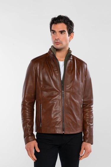  Tamer Tanca Erkek Hakiki Deri Fındık Deri Mont