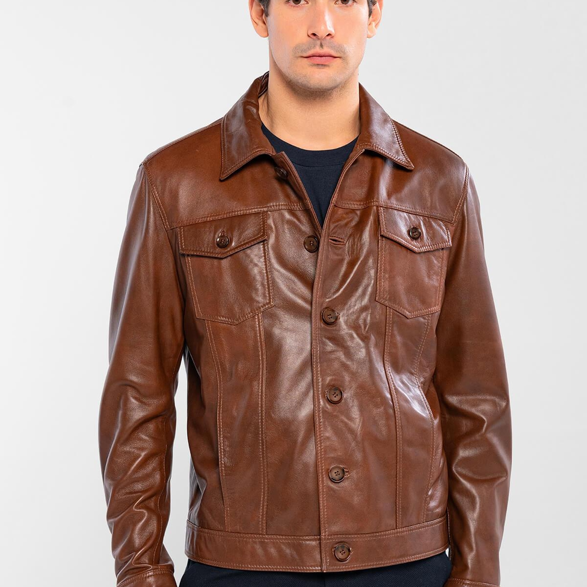 Tamer Tanca Erkek Hakiki Deri Fındık Deri Mont