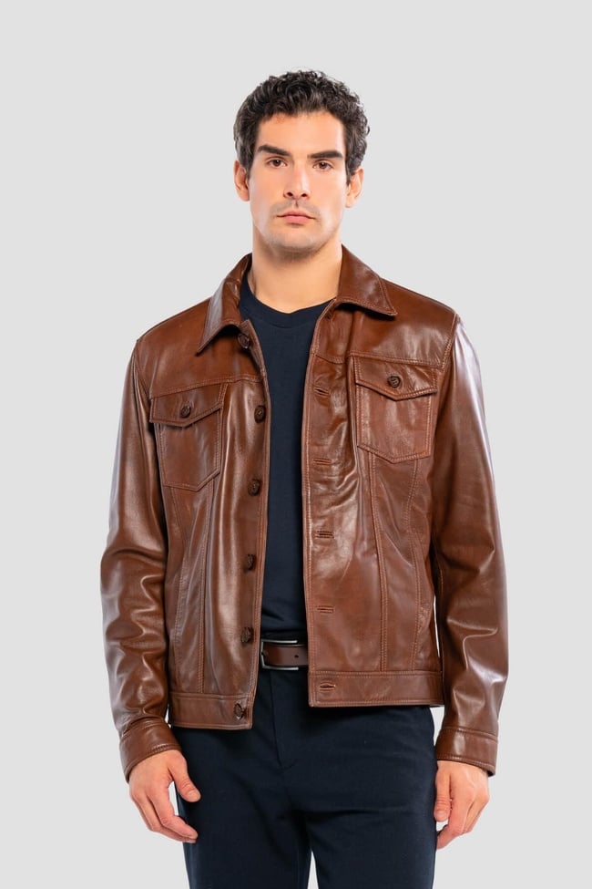  Tamer Tanca Erkek Hakiki Deri Fındık Deri Mont