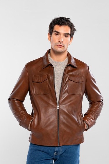  Tamer Tanca Erkek Hakiki Deri Fındık Deri Mont