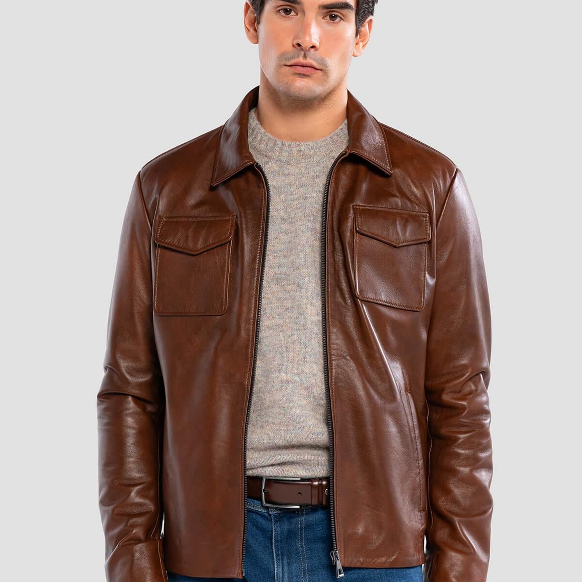 Tamer Tanca Erkek Hakiki Deri Fındık Deri Mont