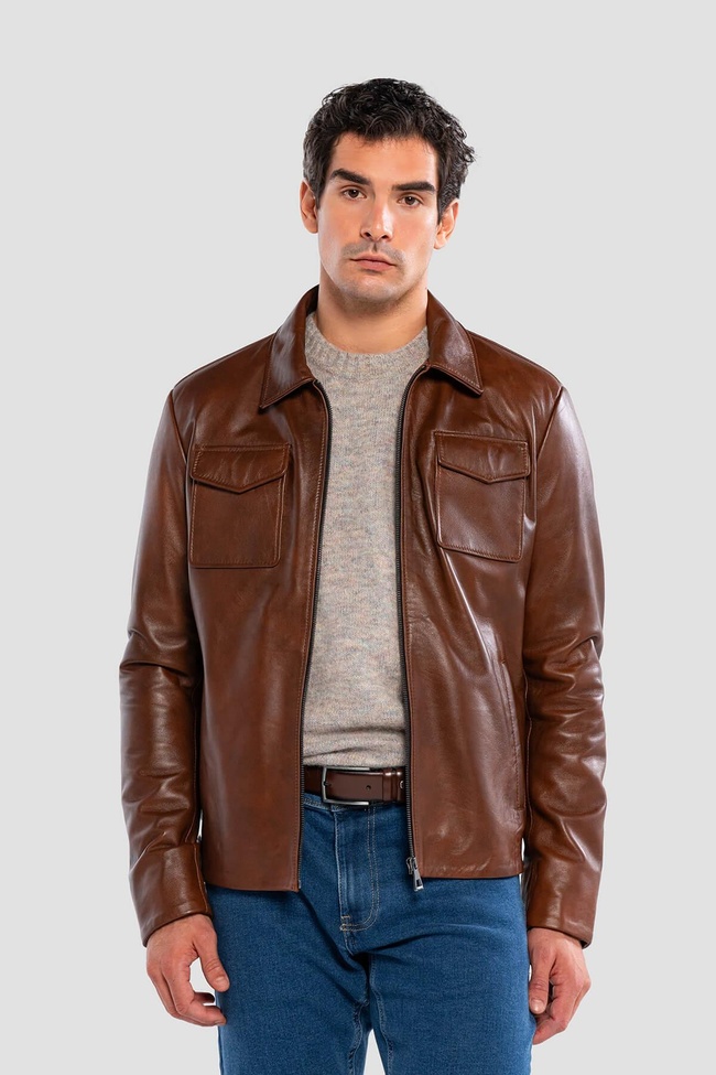 Tamer Tanca Erkek Hakiki Deri Fındık Deri Mont
