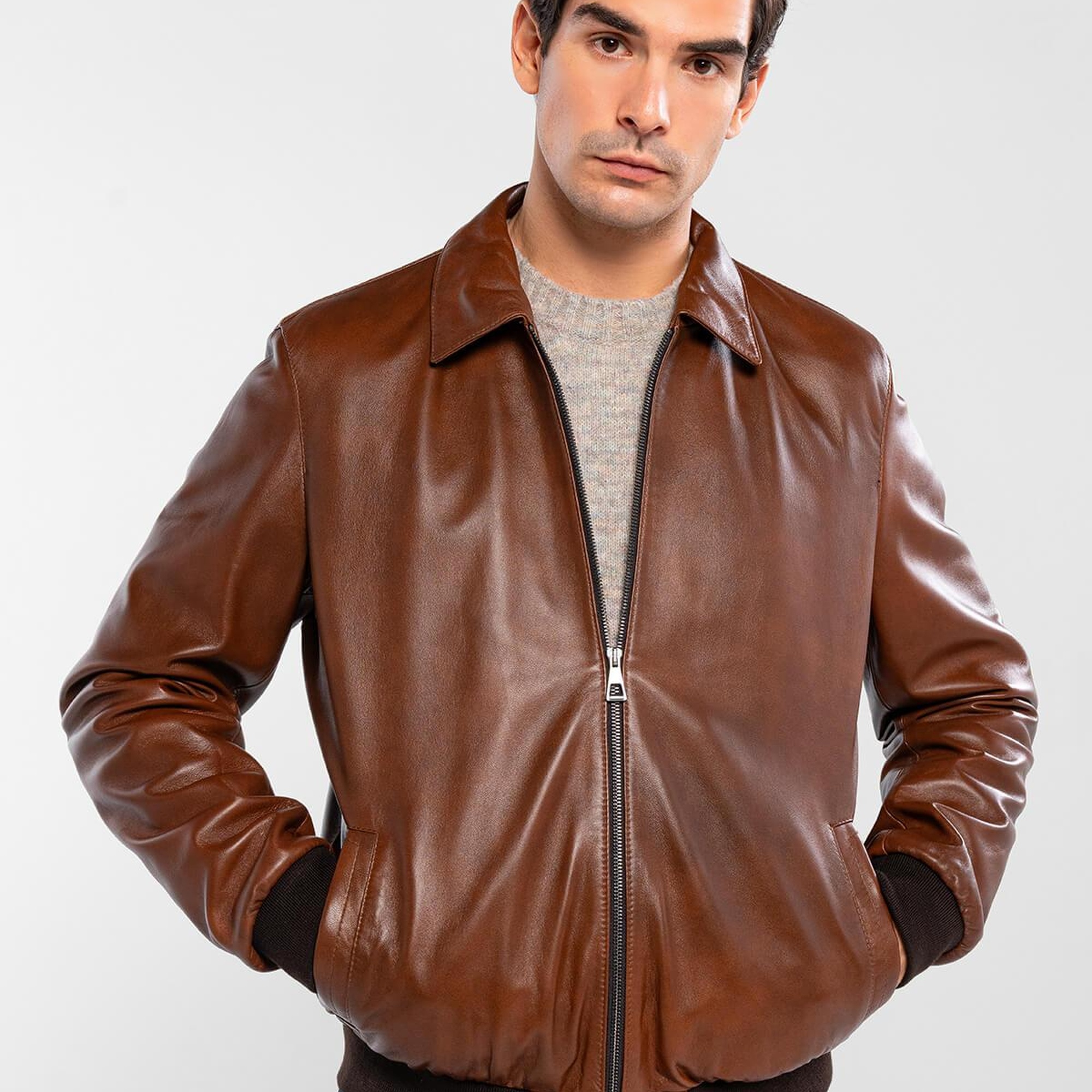 Tamer Tanca Erkek Hakiki Deri Fındık Deri Mont