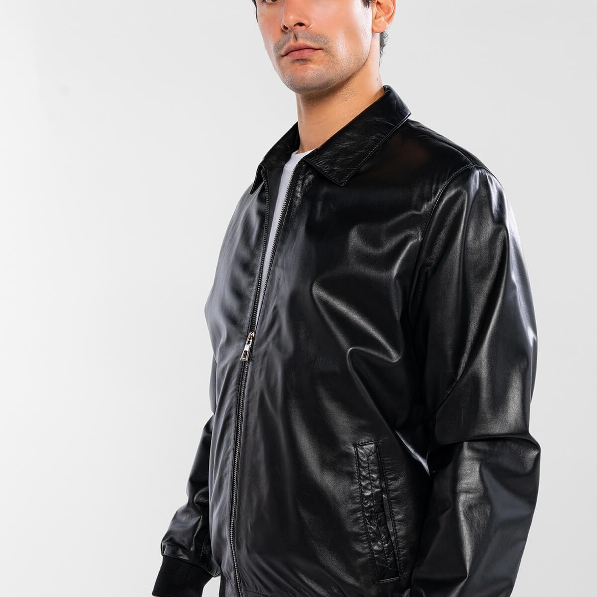 Tamer Tanca Erkek Hakiki Deri Siyah Deri Mont