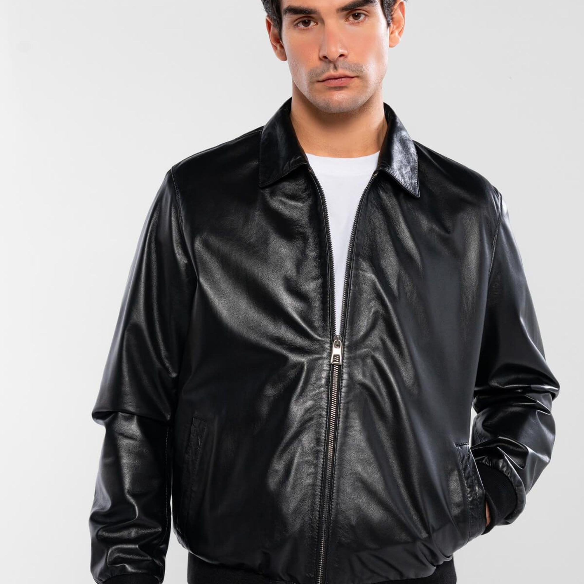 Tamer Tanca Erkek Hakiki Deri Siyah Deri Mont