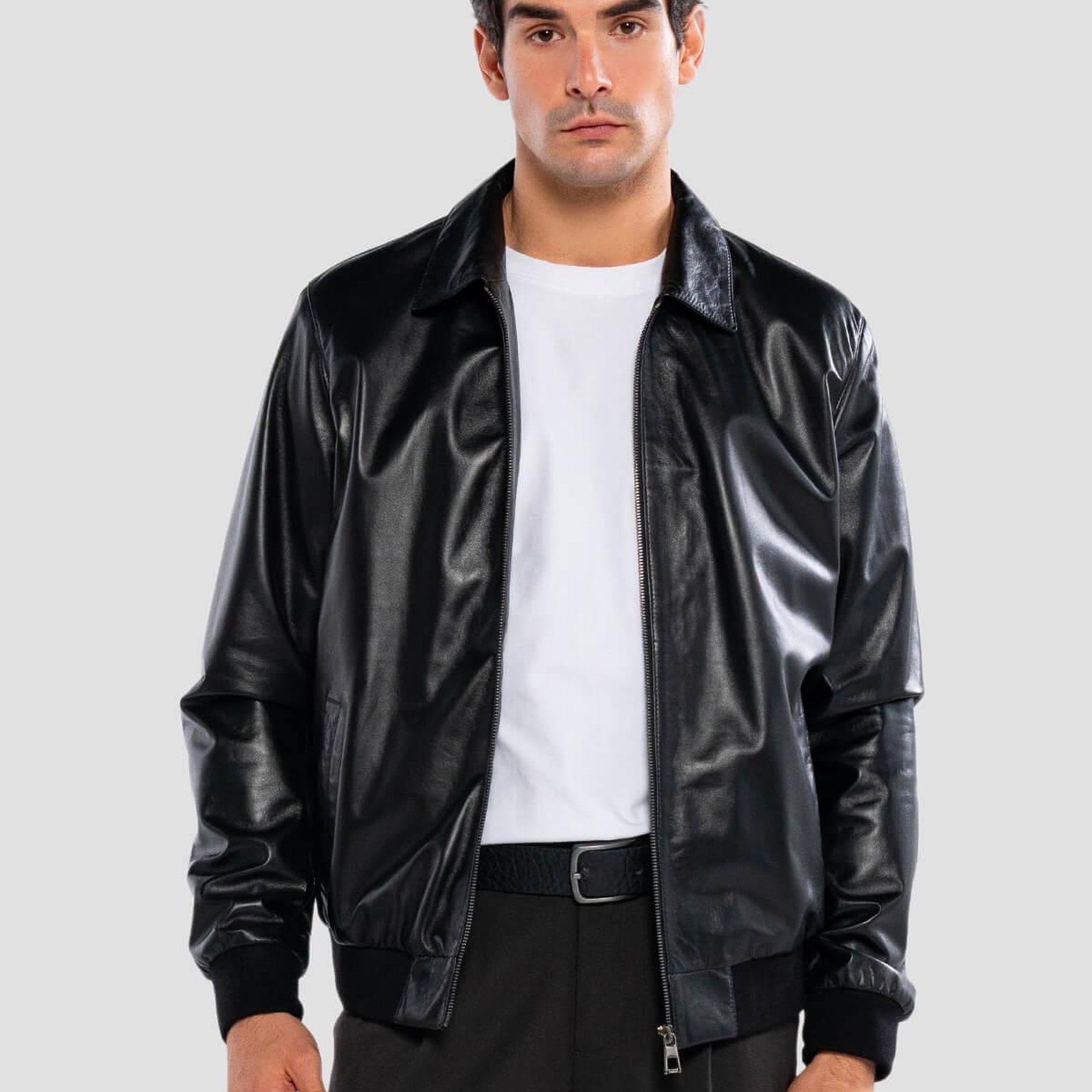 Tamer Tanca Erkek Hakiki Deri Siyah Deri Mont