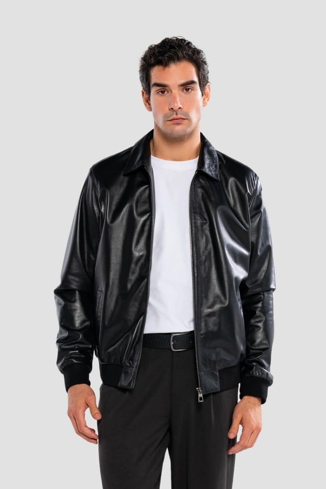  Tamer Tanca Erkek Hakiki Deri Siyah Deri Mont