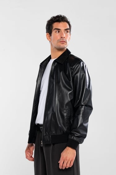  Tamer Tanca Erkek Hakiki Deri Siyah Deri Mont