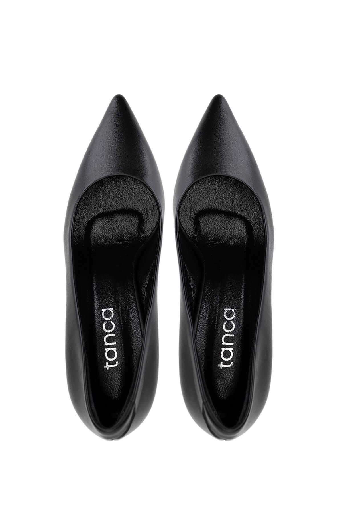 Tamer Tanca Kadın Hakiki Deri Siyah Deri Topuklu Ayakkabı