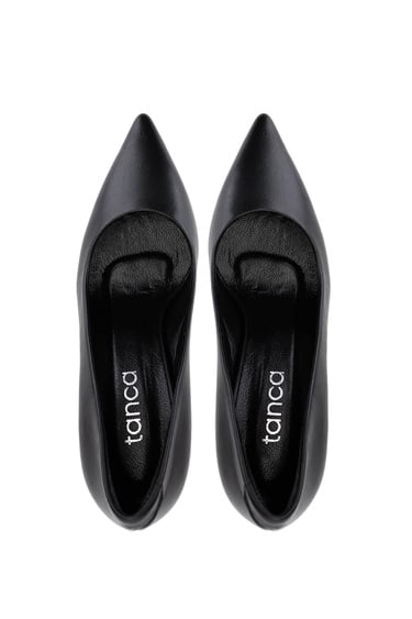  Tamer Tanca Kadın Hakiki Deri Siyah Deri Topuklu Ayakkabı