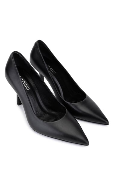  Tamer Tanca Kadın Hakiki Deri Siyah Deri Topuklu Ayakkabı