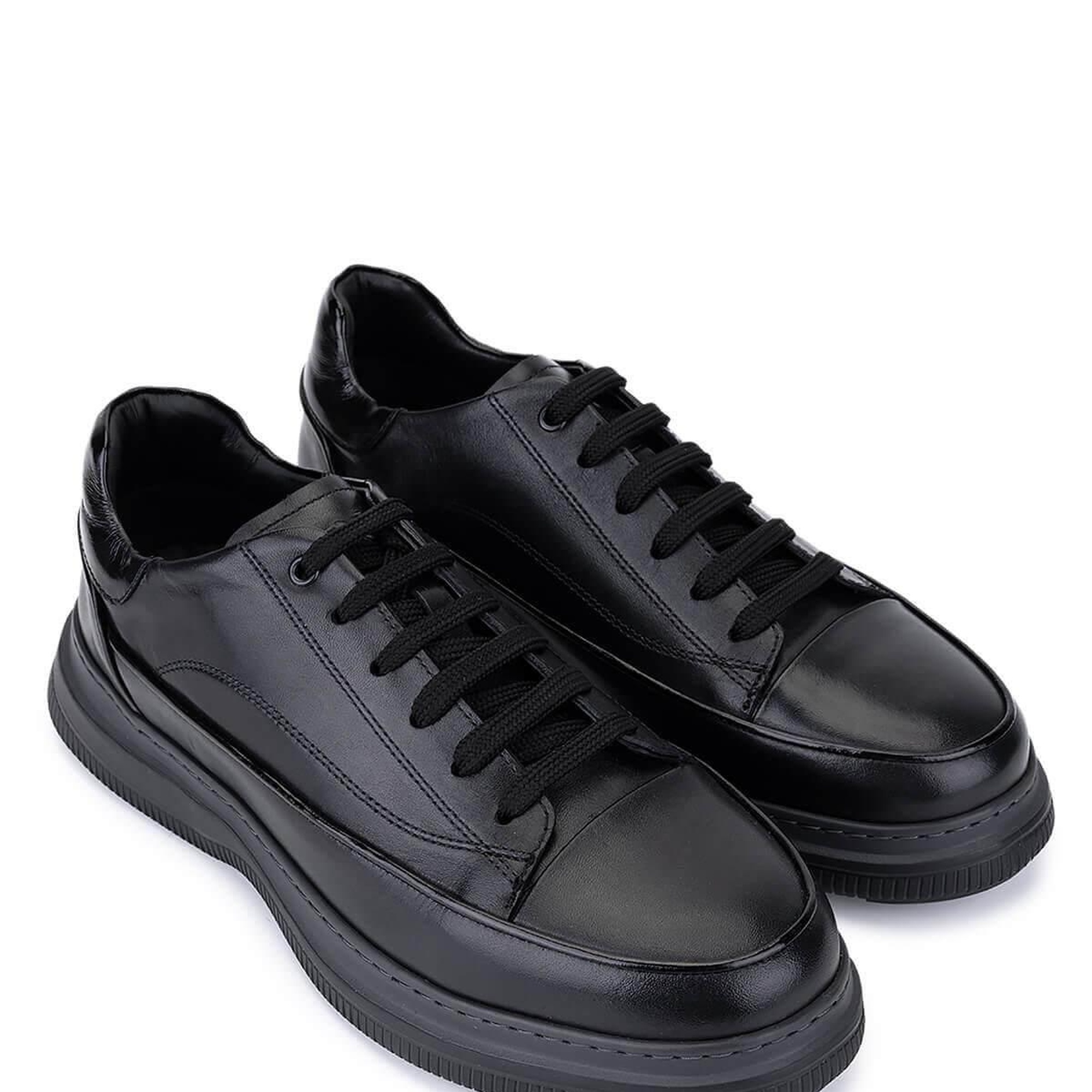 Tamer Tanca Erkek Hakiki Deri Siyah Deri Casual Ayakkabı