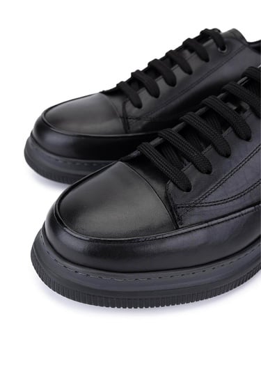  Tamer Tanca Erkek Hakiki Deri Siyah Deri Casual Ayakkabı