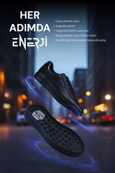  Tamer Tanca Erkek Hakiki Deri Siyah Deri Casual Ayakkabı