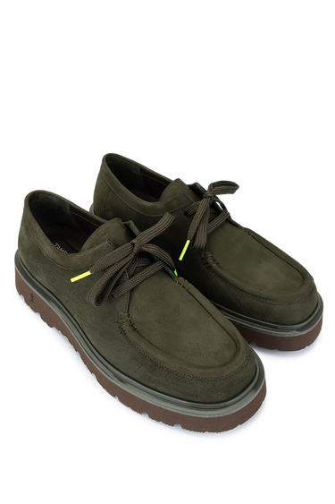  Tamer Tanca Erkek Hakiki Deri Yeşil Nubuk Loafer Ayakkabı