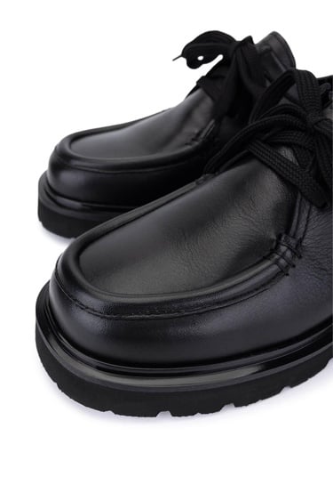  Tamer Tanca Erkek Hakiki Deri Siyah Deri Loafer Ayakkabı