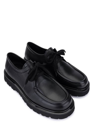  Tamer Tanca Erkek Hakiki Deri Siyah Deri Loafer Ayakkabı