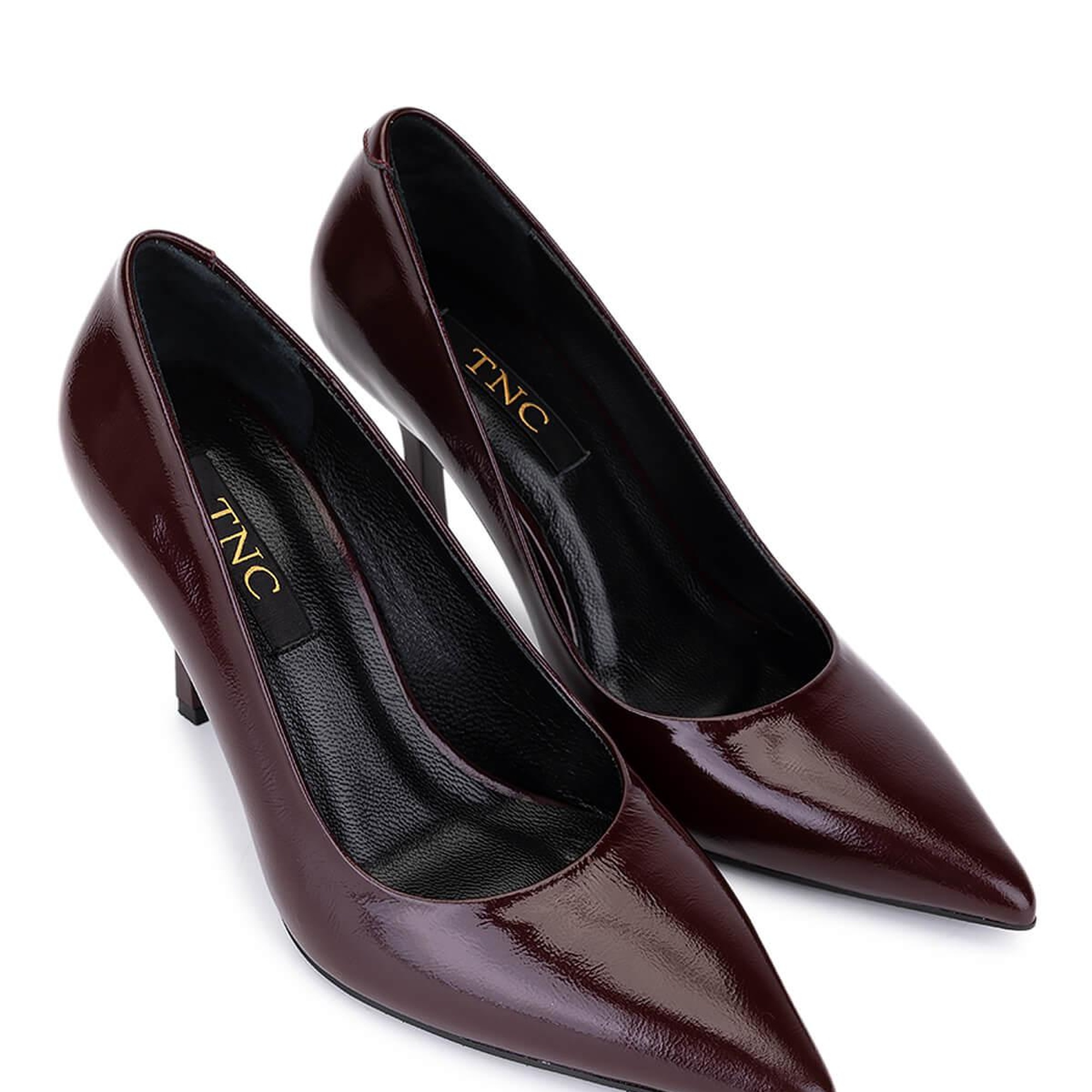 Tamer Tanca Kadın Hakiki Deri Bordo Rugan Topuklu Ayakkabı