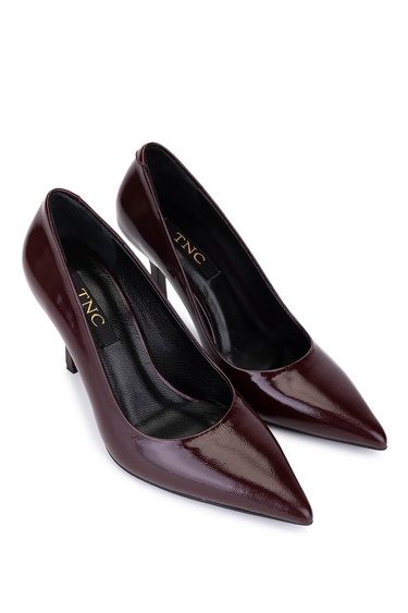  Tamer Tanca Kadın Hakiki Deri Bordo Rugan Topuklu Ayakkabı