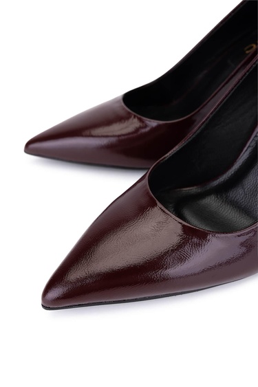  Tamer Tanca Kadın Hakiki Deri Bordo Rugan Topuklu Ayakkabı