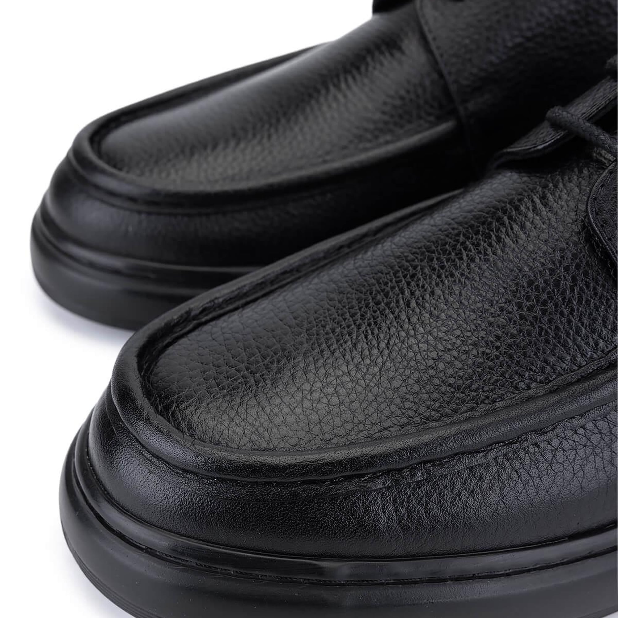 Tamer Tanca Erkek Hakiki Deri Siyah Floter Casual Ayakkabı