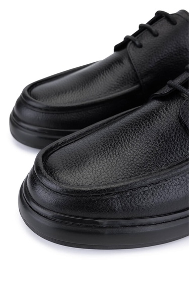  Tamer Tanca Erkek Hakiki Deri Siyah Floter Casual Ayakkabı