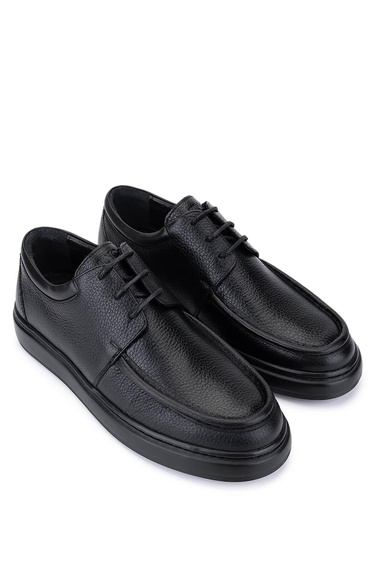  Tamer Tanca Erkek Hakiki Deri Siyah Floter Casual Ayakkabı