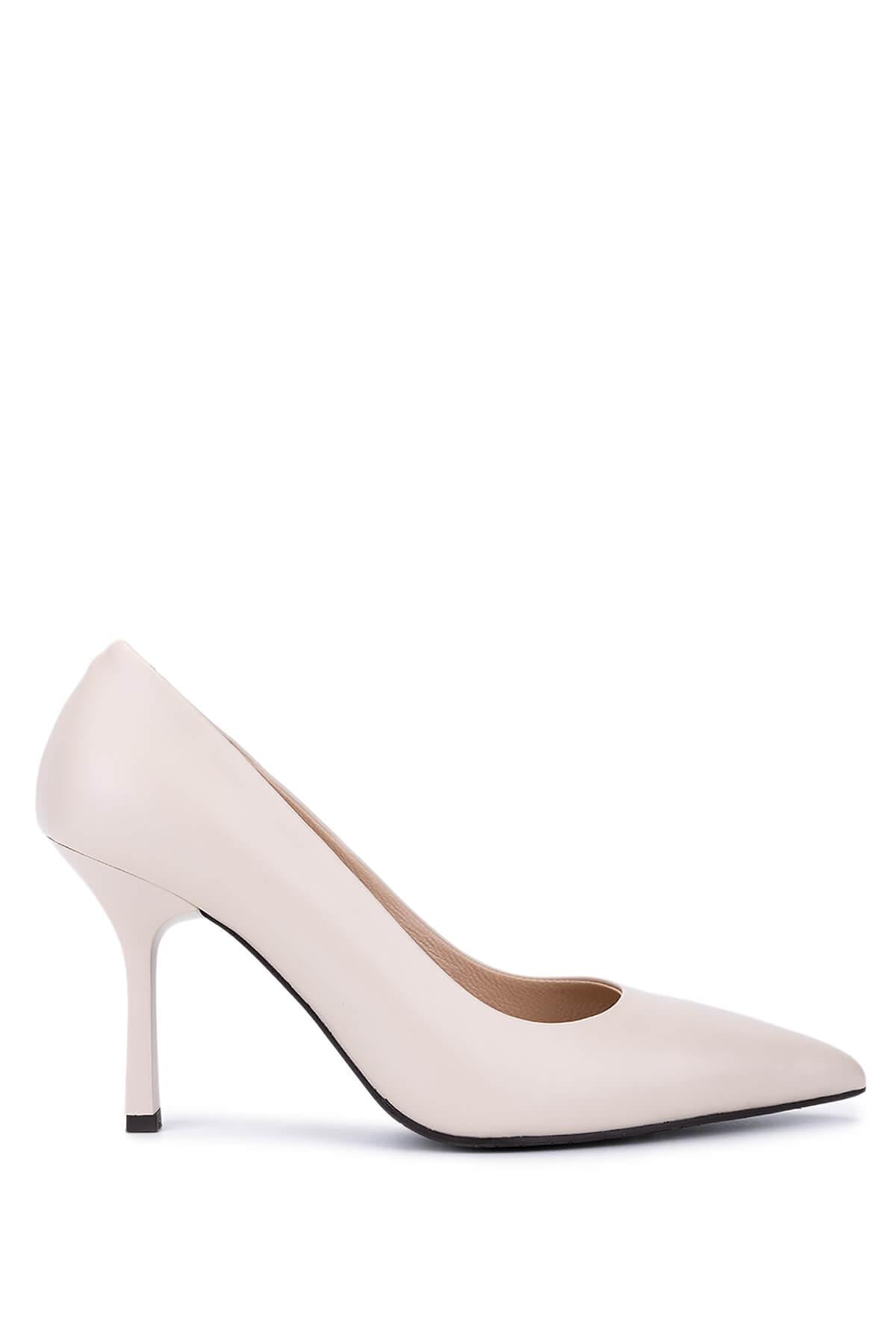  Tamer Tanca Kadın Hakiki Deri Bej Topuklu Ayakkabı