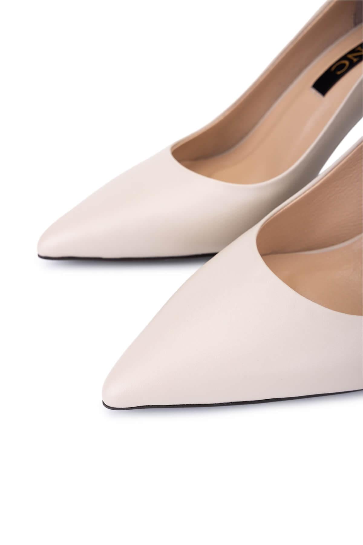 Tamer Tanca Tamer Tanca Kadın Hakiki Deri Bej Topuklu Ayakkabı Basketbol Ayakkabıları | FashFed Bej - 3. görsel