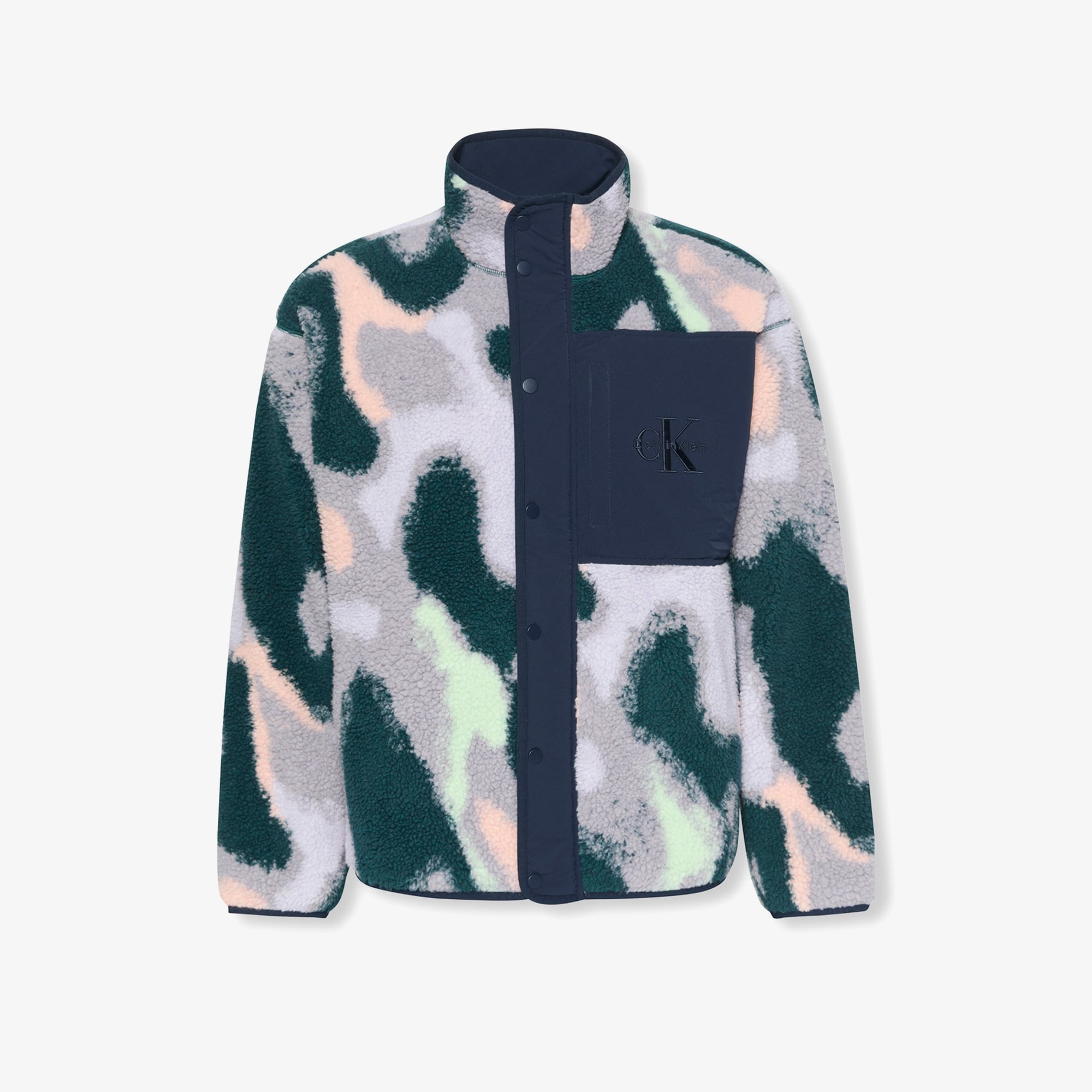 Calvin Klein Jacquard 5 Sherpa  Erkek Mavi Sweatshirt