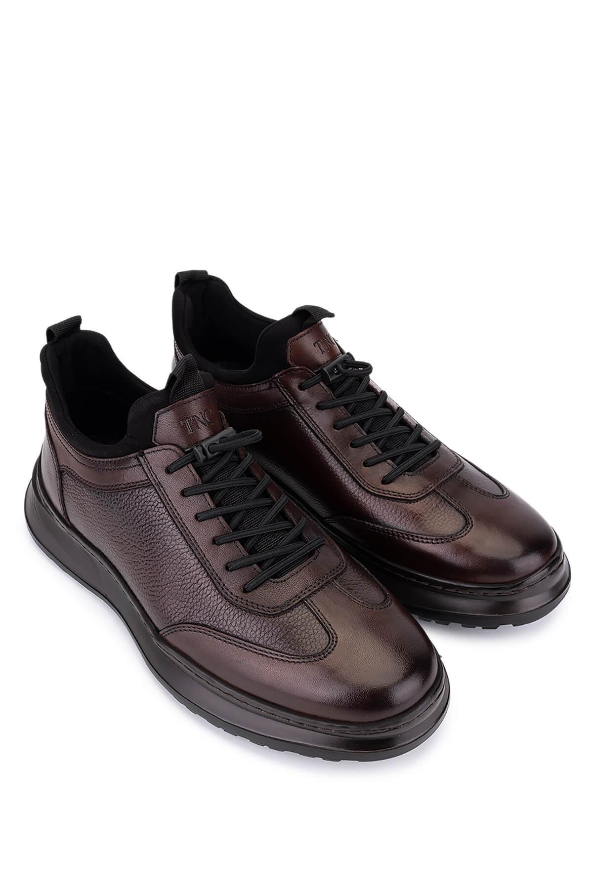 Tamer Tanca Tamer Tanca Erkek Hakiki Deri Kahverengi Casual Ayakkabı Sneaker | FashFed Kahverengi - 4. görsel