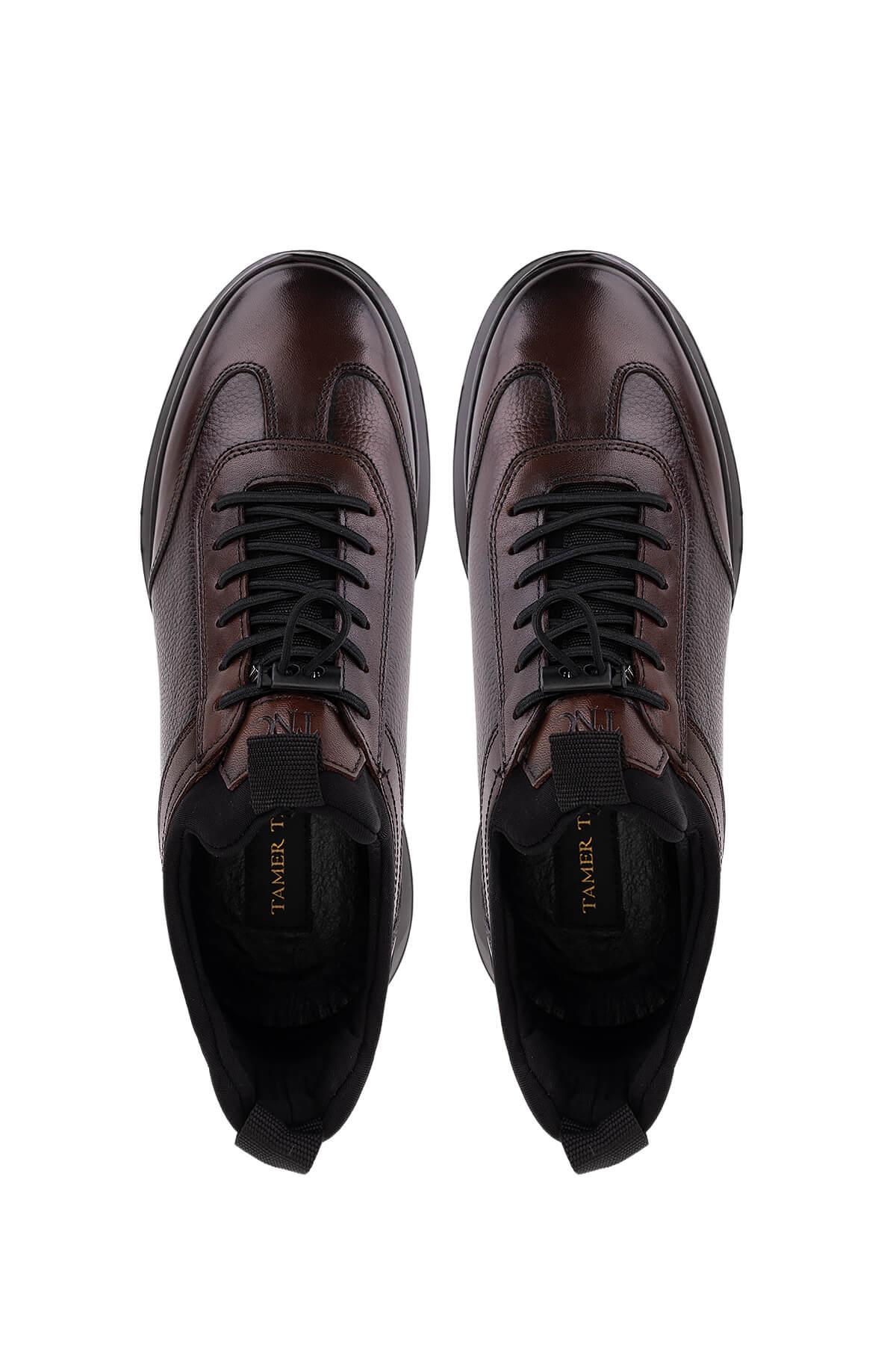 Tamer Tanca Tamer Tanca Erkek Hakiki Deri Kahverengi Casual Ayakkabı Sneaker | FashFed Kahverengi - 6. görsel