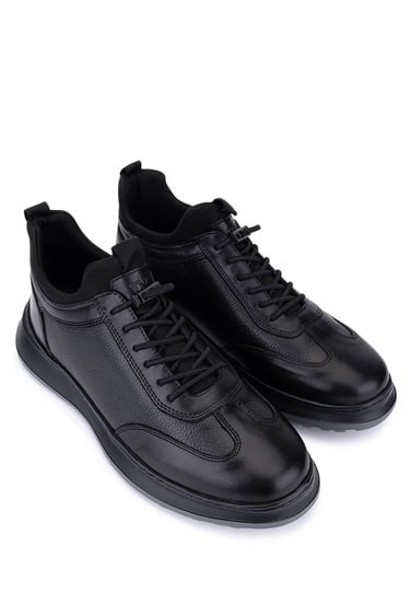  Tamer Tanca Erkek Hakiki Deri Siyah Casual Ayakkabı