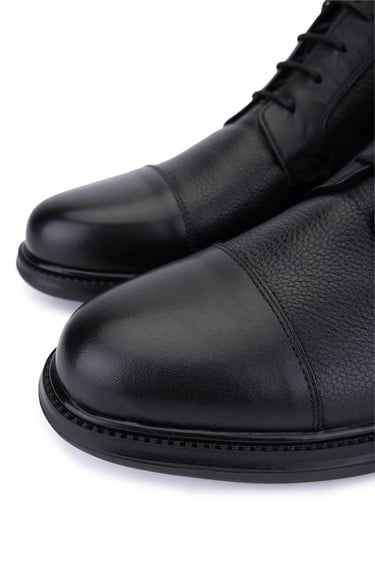  Tamer Tanca Erkek Hakiki Deri Siyah Klasik Bot
