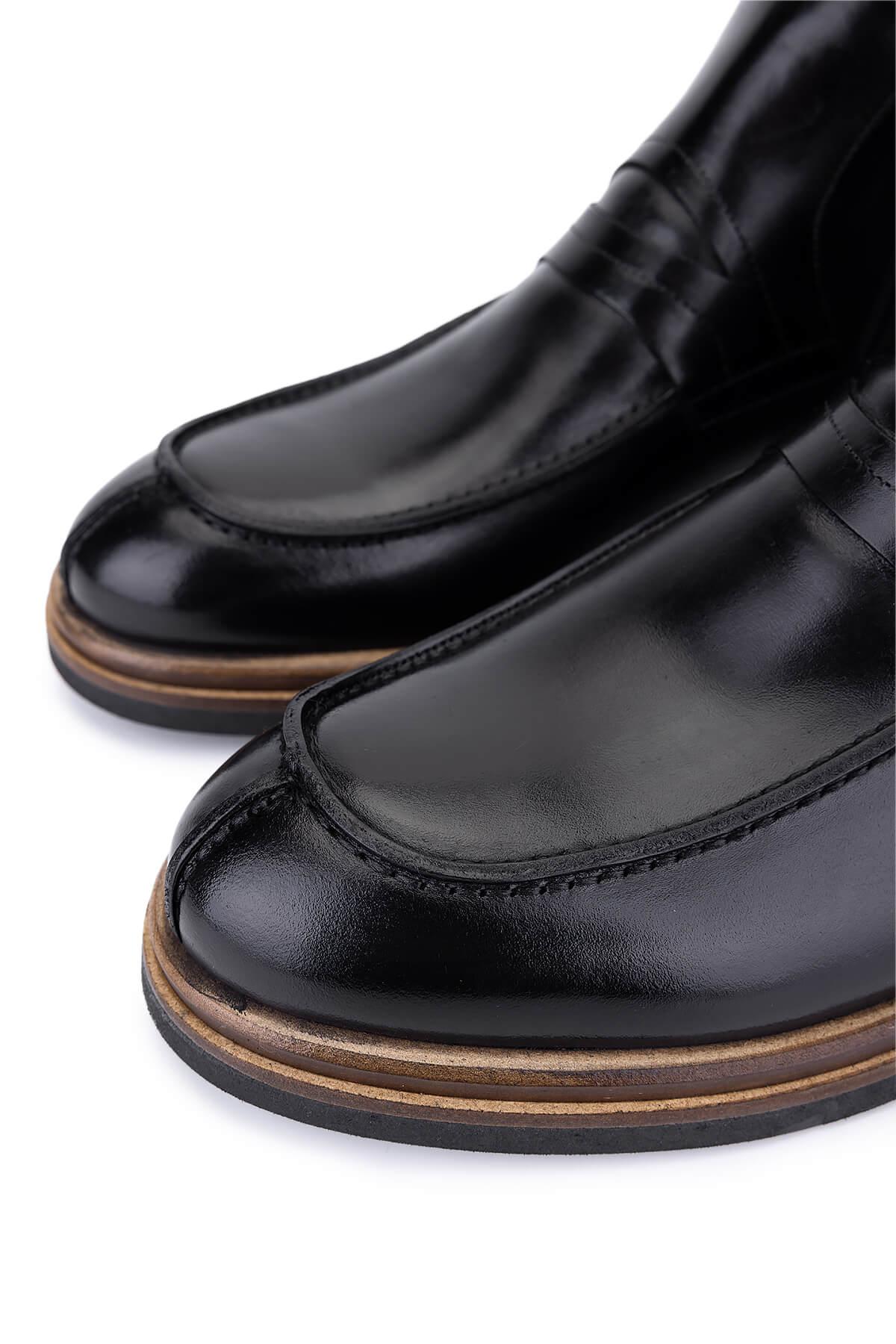 Tamer Tanca Tamer Tanca Erkek Hakiki Deri Siyah Klasik Bot | FashFed Siyah - 3. görsel