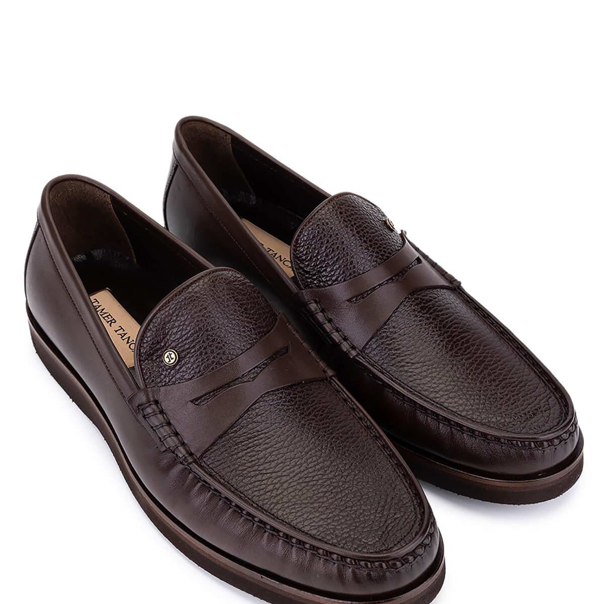 Tamer Tanca Erkek Hakiki Deri Kahverengi Loafer Ayakkabı
