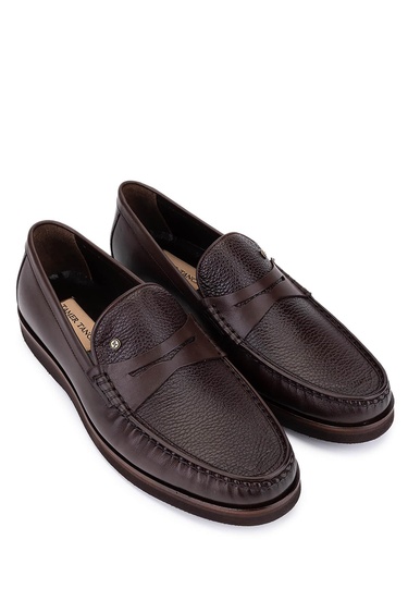  Tamer Tanca Erkek Hakiki Deri Kahverengi Loafer Ayakkabı