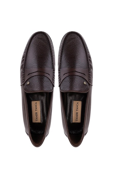  Tamer Tanca Erkek Hakiki Deri Kahverengi Loafer Ayakkabı