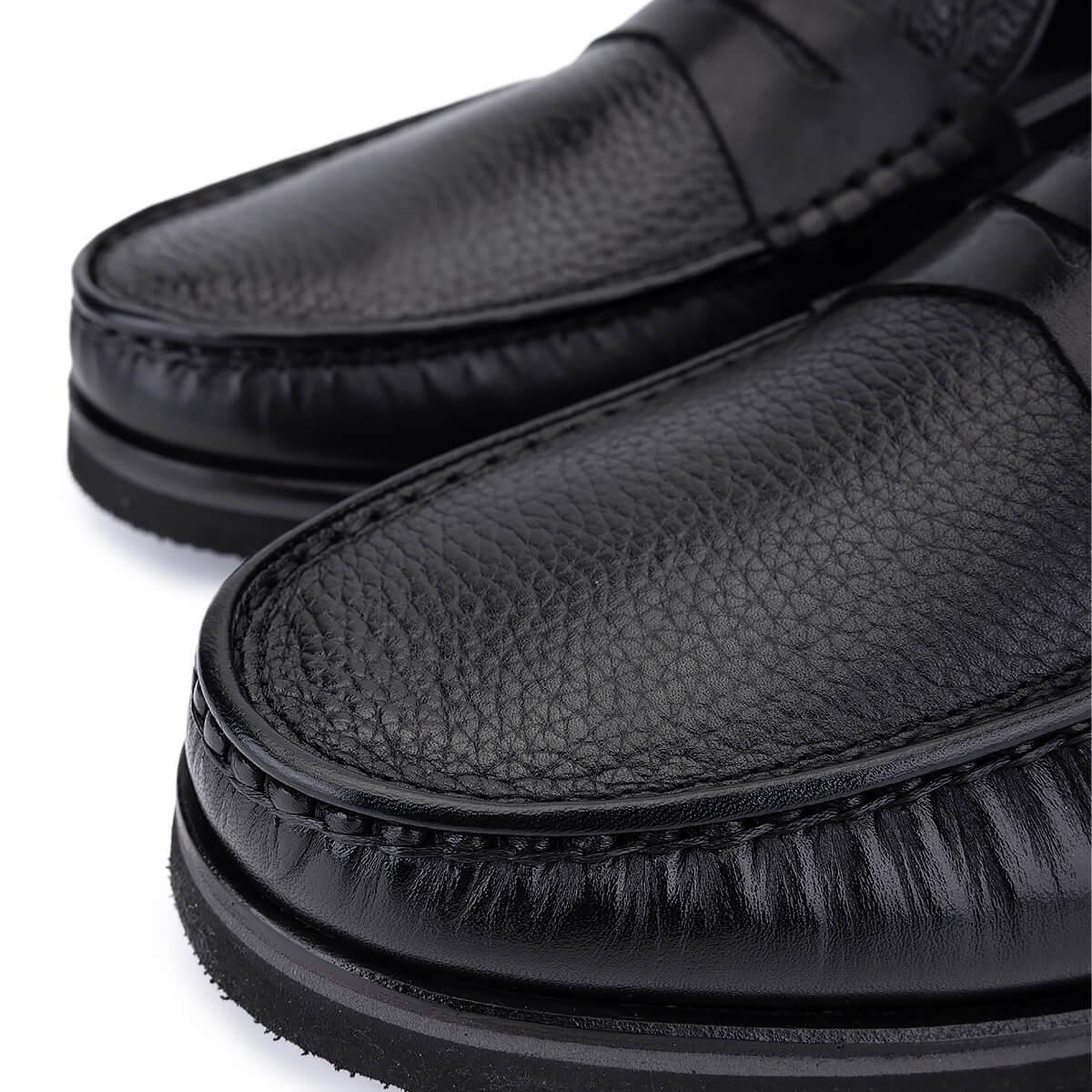 Tamer Tanca Erkek Hakiki Deri Siyah Floter Loafer Ayakkabı