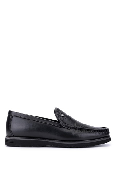  Tamer Tanca Erkek Hakiki Deri Siyah Floter Loafer Ayakkabı