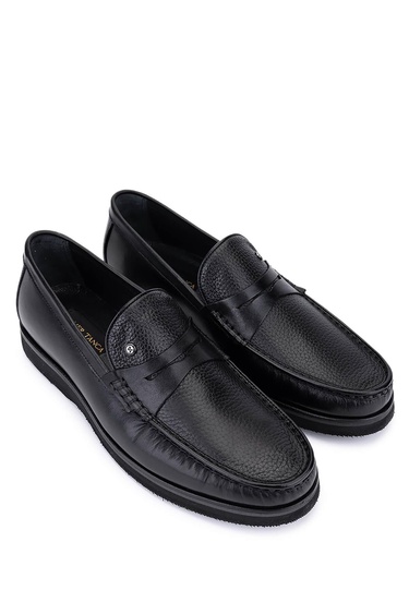  Tamer Tanca Erkek Hakiki Deri Siyah Floter Loafer Ayakkabı