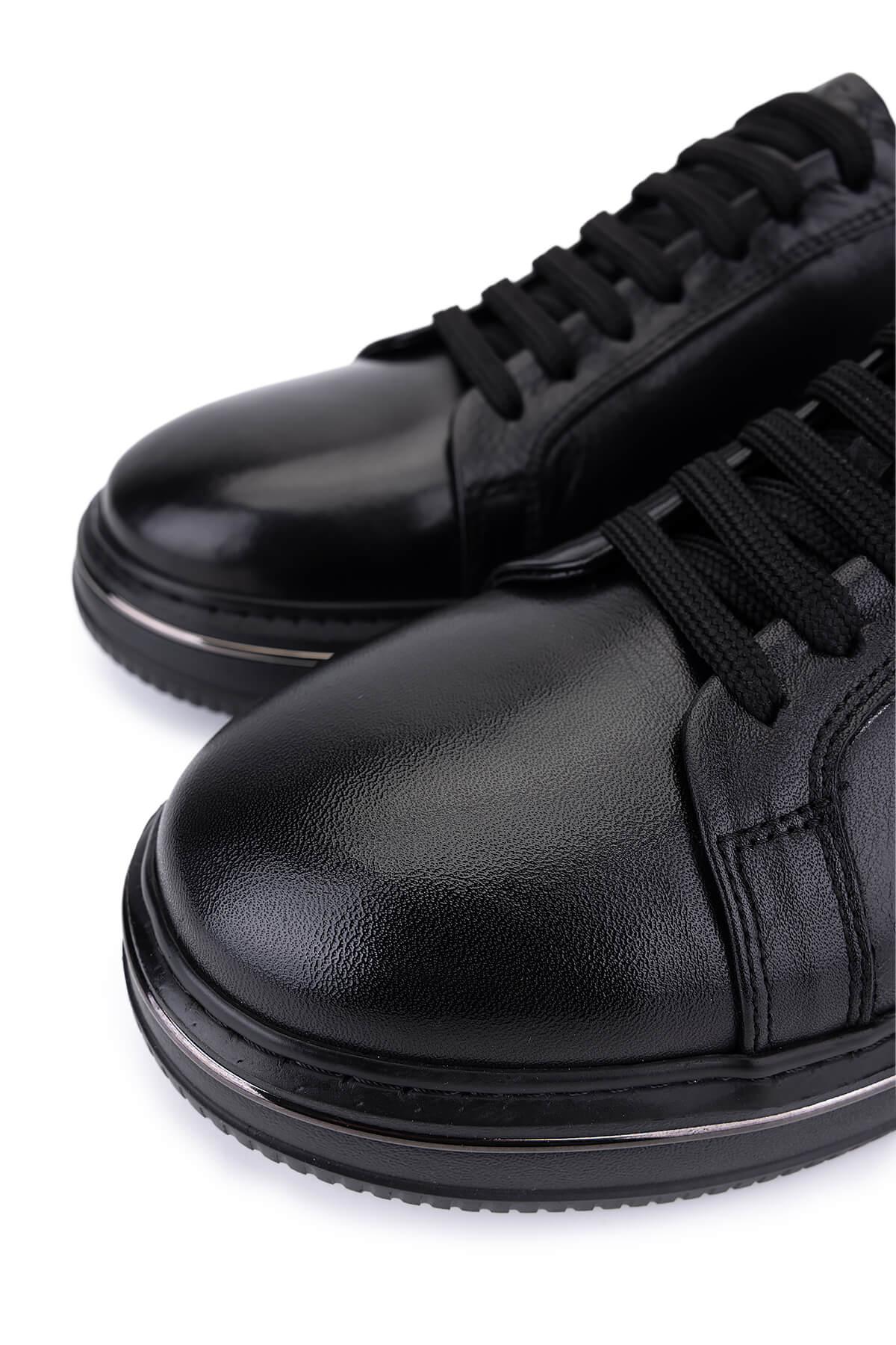 Tamer Tanca Tamer Tanca Erkek Hakiki Deri Siyah Sneakers &amp; Spor Ayakkabı | FashFed Siyah - 3. görsel