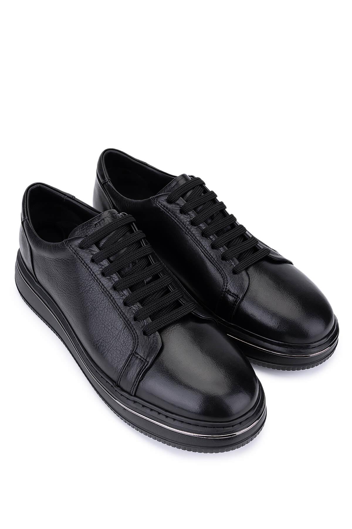 Tamer Tanca Tamer Tanca Erkek Hakiki Deri Siyah Sneakers &amp; Spor Ayakkabı | FashFed Siyah - 4. görsel