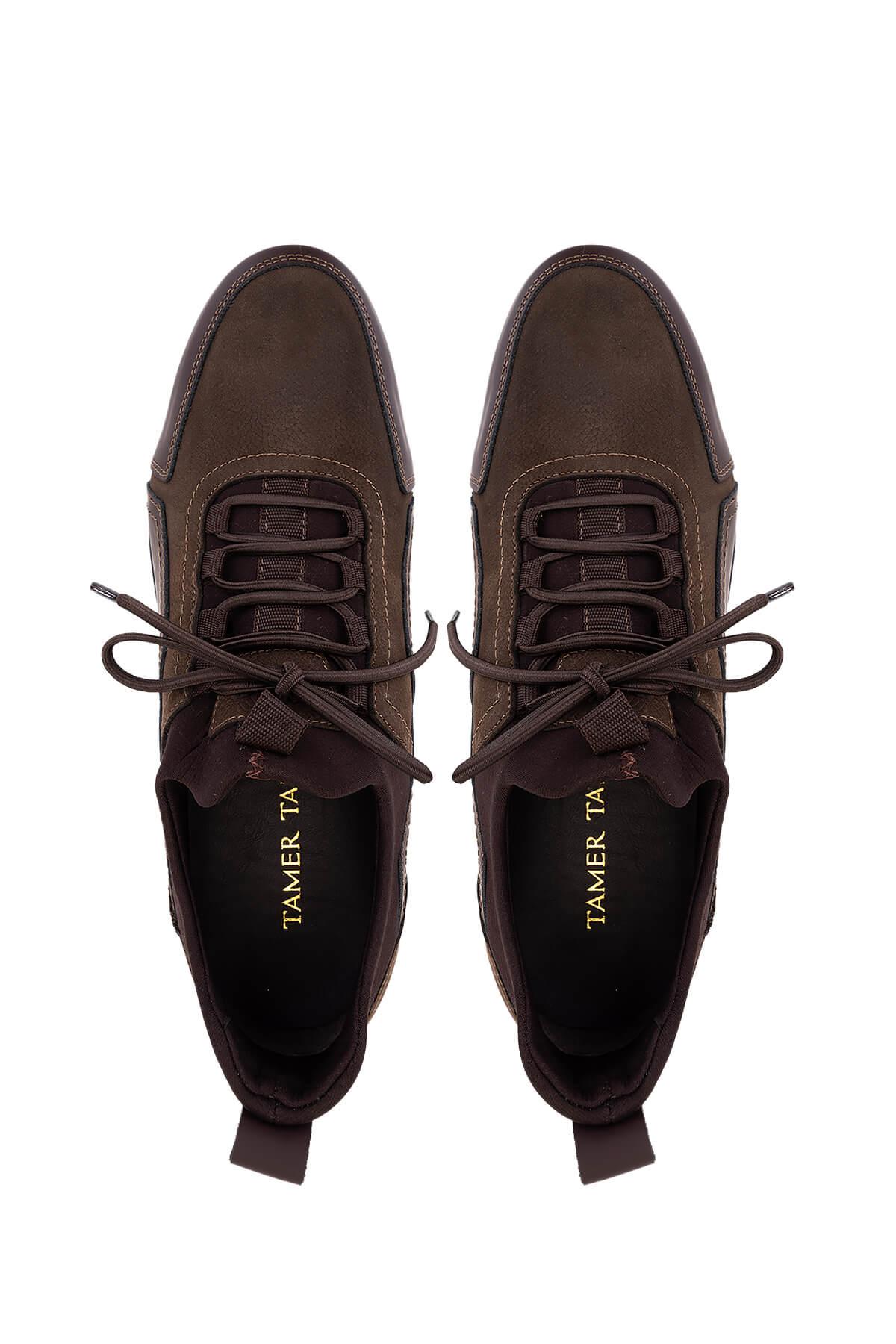 Tamer Tanca Tamer Tanca Erkek Hakiki Deri Kahverengi Nubuk Sneakers &amp; Spor Ayakkabı | FashFed Kahverengi - 6. görsel